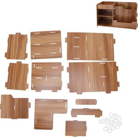 Étagère de bureau en bois, rangement compact multi-niveaux pour espace optimisé, idéal pour maison, bureau et école (1/5)