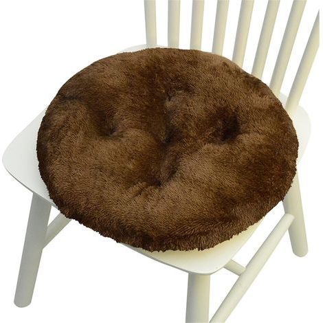 CCYKXA Plush Chair Cushion, 40cm Round Chair Cushion Set of 1, 2, 4, or 6, Thick Chair Pad/Chair Cushions, Cushion for Dining Room and Garden Chairs (Coffee Color, 1 Piece)