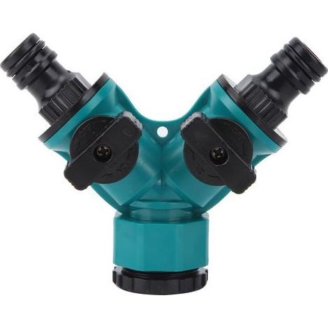 Distributeur à 2 Voies, Insert de Connecteur de Distributeur de Robinet de Distributeur en Y avec 2 Robinets D'arrêt Séparés, pour Débit D'eau de Jardin Domestique Réglable et Verrouillable 3/4 Pouce. (1/5)