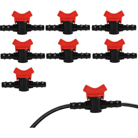 7 Pièces Vannes D’Irrigation Goutte-à-Goutte,Robinet Jardin en Plastique PE Résistant avec Raccord Barbelé Double Mâle,Vanne Commutation D'Irrigation,Arrosage Automatique,Jardin Et Pelouse (1/5)
