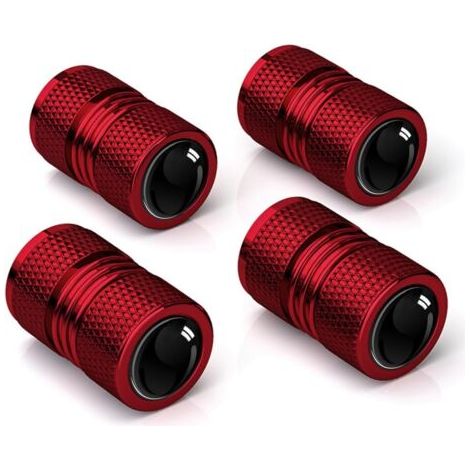 Lot de 4 bouchons de valve de pneu universels en métal pour voiture, vélo, moto (rouge) (1/5)