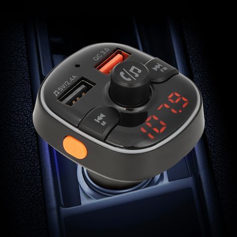 Adaptateur Bluetooth pour autoradio FM, lecteur MP3, kit mains libres, compatible avec chargeur QC3.0 (1/5)