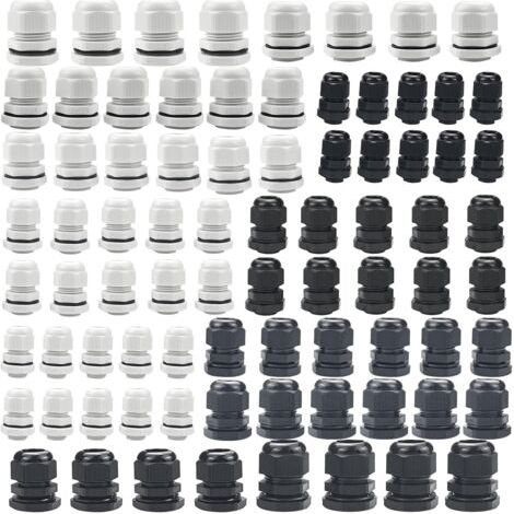 FENOPLASTICALot De 80 Presse Étoupes,Ip68 Presse Etoupe Etanche PG7/PG9/PG11/PG13.5/PG16/PG19 Passe Câble Étanche Pour Boîte De Dérivation, Boîte De Distribution, Boîte à Fusibles En Saillie, Répartit (1/5)