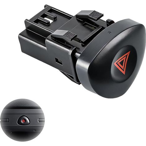 Bouton d’Avertissement Feux de Détresse pour Clio MK 2, Pièce de Rechange Compatible 2001-2006, Installation Facile, Matériau ABS Écologique, Noir 8200442723 (1/5)