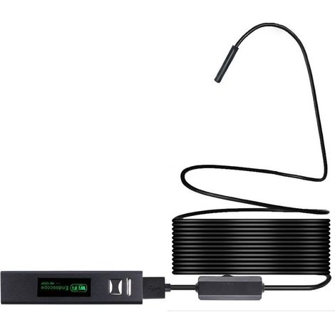 Inspection Camera 8mm Wireless Endoscope Camera IP68 Waterproof WiFi Inspection 2.0MP HD 8 LED Semi-Rigid Cable Borescope for iPhones iPads Android Devices and PC, 1M-Black - 1M-Black