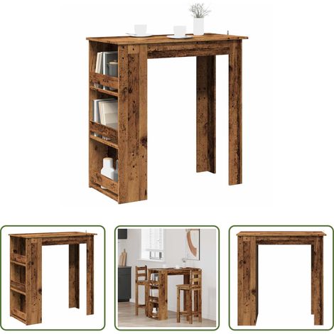 Tisch mit Regal -  Bartisch mit Regal Altholz-Optik 102x50x103,5 cm (1/5)