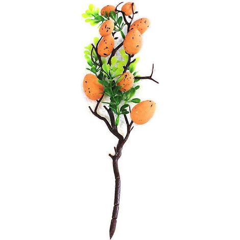 Dekorative Osterkörbe, künstlicher Ast mit bemalten Eiern, grünen Blättern, künstlicher Blumenstrauß für Partydekorationen.