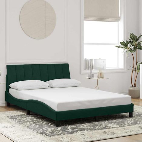 Cadre de lit sans matelas Hanko vert foncé 140x190 cm velours (1/5)