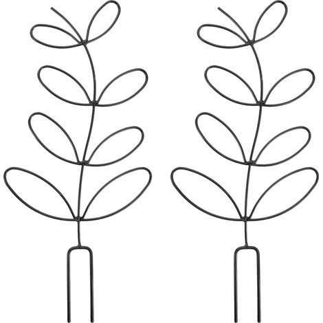 Juego de 2 soportes para plantas, enrejado, 32 x 14,5 cm, enrejado decorativo de hierro para plantas trepadoras (ideal para Monstera), negro. (1/5)