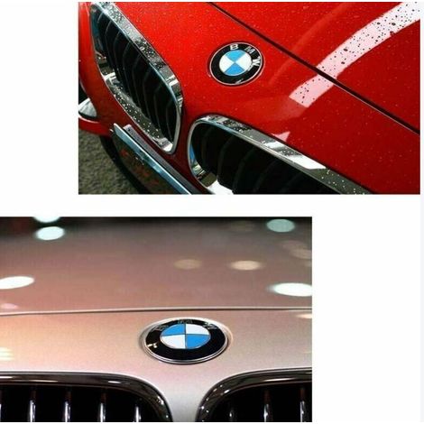 Lot de 2 emblèmes de capot et de coffre BMW de rechange 82 mm + 74 mm pour toutes les BMW E30 E36 E46 E34 E39 E60 E65 E38 X3 X5 X6 3 4 5 6 7 8 (82 mm + 74 mm) tous les modèles. (1/4)