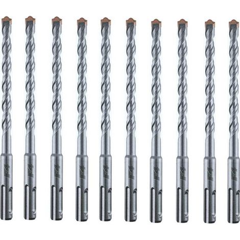 10 Forets Marteau F4 - 2 Taillants HM - Béton, Pierre et Maçonnerie 130° D. 8 x Lt. 450 x Lu. 400 mm x Q. SDS+ x Z2 - Diamwood