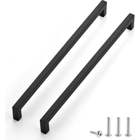 AIDUCHO Vente De Gros- Lot De 2 Poignées De Meuble Noires De L’entraxe 288 Mm Pour Armoires De Cuisine, Poignées De Tiroir En Acier Inoxydable, Poignées De Porte Noires Pour Armoires De Cuisine (1/5)