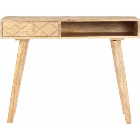 Coiffeuse en Bois de Manguier Massif 100x50x76 cm - Table de Maquillage avec Rangement, Style Moderne pour Chambre (1/5)