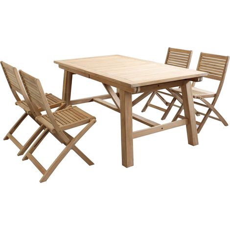 ORATOR - set tavolo in teak cm 160/240 x 90 x 77 h con 4 sedie Orator (1/5)