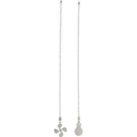 Set mit 2 Ketten zur Verlängerung von Deckenleuchten, Deckenventilatoren, Kronleuchtern oder Pendelleuchten. – 36 x 2,5 x 0,2 cm – Silber (1/3)