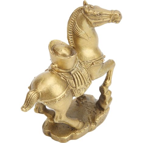 Sculpture de cheval artisanale, symbole de richesse, sculpture de cheval debout, aspect réaliste, sculpture de cheval en laiton, décoration de bureau. (1/5)
