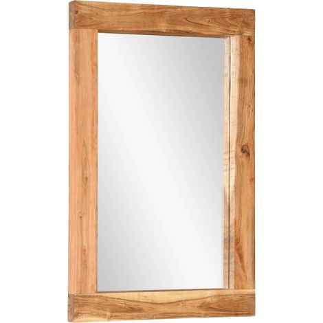 Miroir 70x50 cm bois massif d'acacia et verre (1/5)