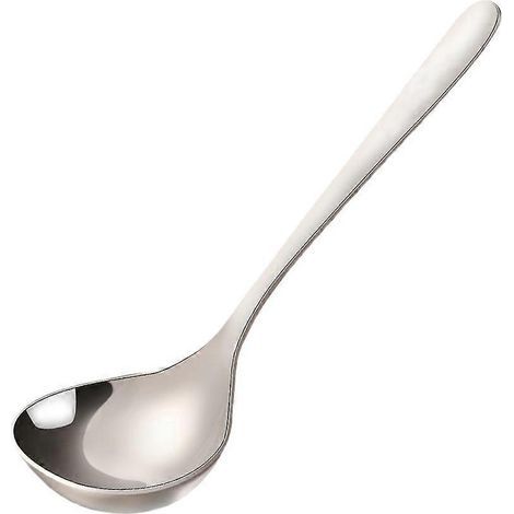 Suppenlöffel, Topflöffel, Saucenlöffel mit langem Griff aus Edelstahl 304, Küchenutensil (Silber, 17,5 cm) - S-Silber (1/4)