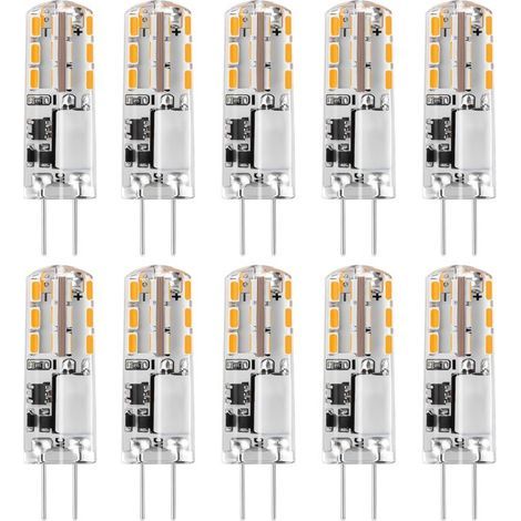 Ampoules LED G4 1,24 W - Remplace les ampoules halogènes de 20 W - Blanc chaud 3000 K 12 V AC/DC - 93 lm - Pas de scintillement - Intensité non variable,Lot de 10 [Classe énergétique C] (1/5)
