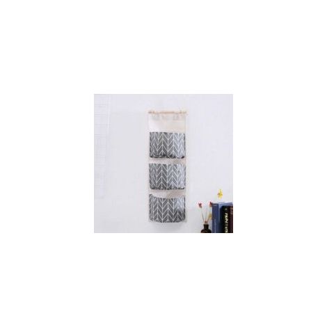 Borsa portaoggetti sospesa con 3 tasche, cestino organizer in tessuto da parete per camera da letto, bagno e cucina - Impermeabile ed elegante - Crezuo (1/2)