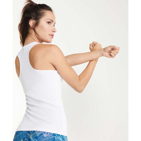 Camiseta transpirable deportiva con sisas y escote ribeteado SHURA ROLY XXL Blanco