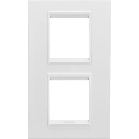 PLAQUE LUX 2+2P V MÉTAL BLANC SATIN GEWISS GW16224XW
