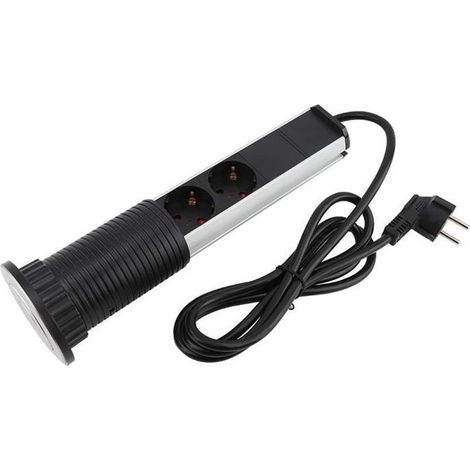 Bloc Escamotable Encastrable 3 Prises 2 USB Plan de Travail Cuisine Bureau (1/4)
