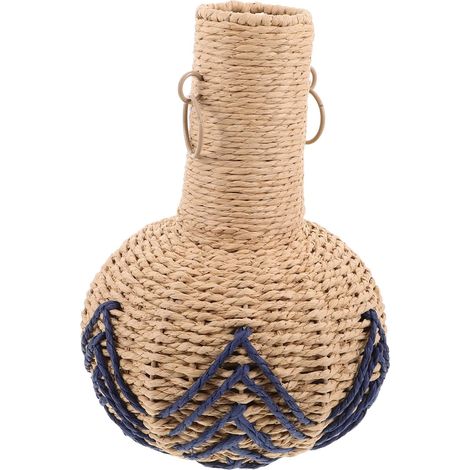 Vase Tressé pour Fleurs Artificielles Décoration Intérieure Minimaliste Style Champêtre Centre de Table Rustique pour Compositions Séchées (1/5)