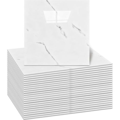 Lot de 24 Carrelage Adhesif Mural 30x30 cm, Crédence Cuisine Salle de Bain, Carreaux Adhesifs 3D Effet Marbre, Vinyle Autocollant Etanche Decoupable pour Mur Cuisine Douche Salon (1/5)