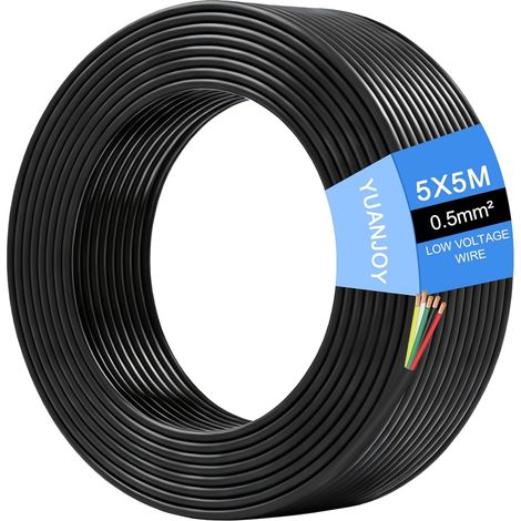 5 Fils 0,5mm² 5 Mètres Câble pour Véhicule – d’attache multiconducteurs, Conducteur de terre rond, Noir, pour Caravanes, Camions, Remorques (1/5)