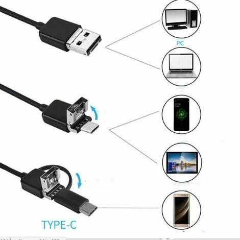 Caméra de surveillance interieur / exterieur, sans Fil 5.5mm 1080P HD Caméra d'inspection Endoscope WiFi zoomable avec 6 lumières LED et Tube de Serpent Rigide étanche IP68 pour Tablette de téléphone (1/5)