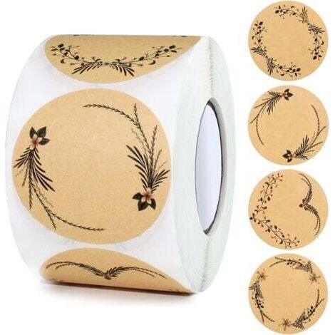 500 Stück (braune) runde Kraftpapier-Selbstklebeetiketten, 5 cm Marmeladenetiketten, Kraftpapieraufkleber für Geschenke, Briefumschläge, Backwaren, Gewürze, Gläser