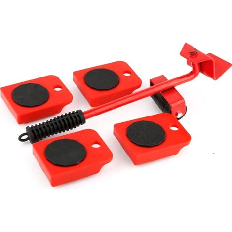 Déplace-meubles robuste, rouleaux en ABS, acier antirouille, excellente capacité de charge, déplace-meubles rouge.