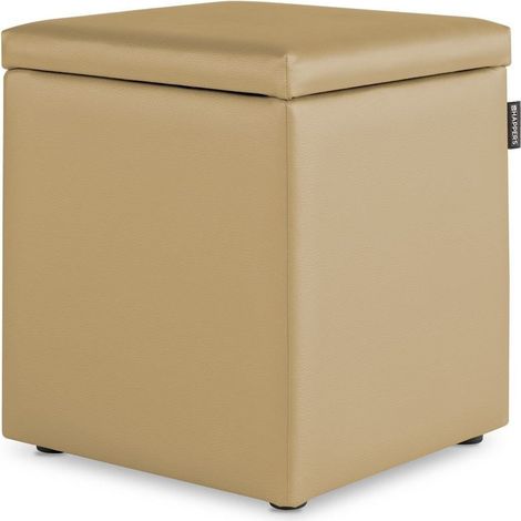 Puff Cubo Arcón Polipiel Beige 1 UNIDAD Beige