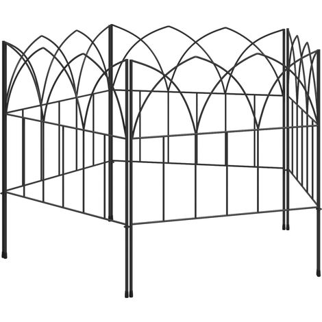 Lot de 5 panneaux clôture jardin métal décoratifs bordure parterre fleurs 205x45,5cm