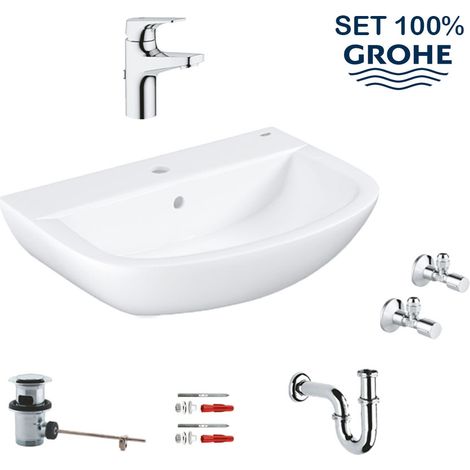 Lavabo in ceramica 39644 60cm / BauFlow EHM bianco alpino / cromo (1/5)