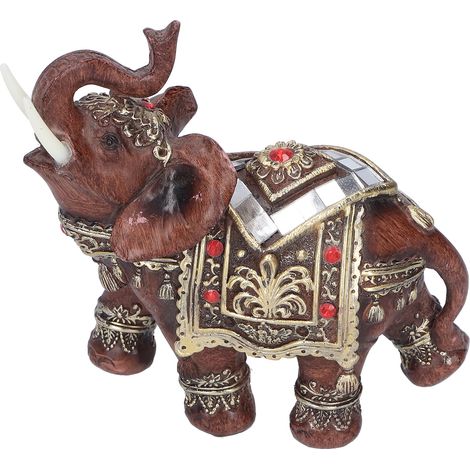 Statue d'éléphant en résine, figurine décorative de bureau, pour salon ou cadeau, rouge, L 13,5 x 6 x 14 cm (1/5)