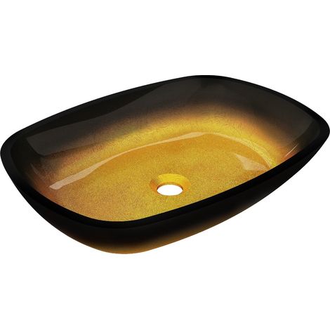Mexen Araks Aufsatzwaschbecken aus Glas 54 x 39 cm, Dunkelgold - 24155451 (1/5)