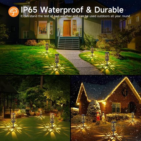 Lampe Solaire Exterieur Jardin, 6 PCS Lampes Solaires Exterieures Jardin, IP65 Étanche Lumiere Solaire Exterieur Jardin,Automatique ON/OFF Lampe Solaire Jardin,Boule Solaire Exterieur Jardin [Classe é (1/4)