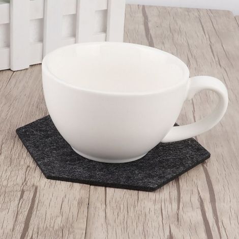 Tapis de tasse Lot de 10 Dessous de Verre Hexagonaux en Feutre Absorbants, Antidérapants, Résistants à instruments cymbale (1/5)