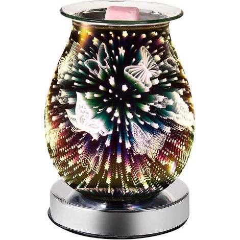 Brûleur de cire parfumée électrique 3D en verre avec veilleuse pour la décoration du salon et de la chambre. (1/5)
