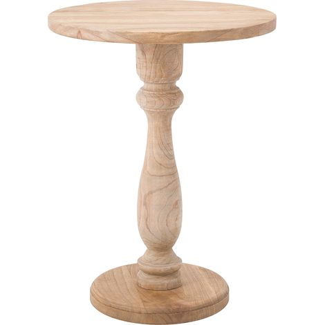 Table d’appoint ronde en bois de mindi massif 60 × Ø 50 cm fabriquée à la main 100009219 (1/5)