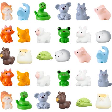 30 Figurines, Animaux en Résine, 15 Styles, Décoration Jardin Miniature, Maison de Poupée, Aquarium, Bricolage DIY