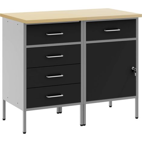 Placard de travail 2 pcs Noir et gris 100 x 55 x 85 cm (1/5)