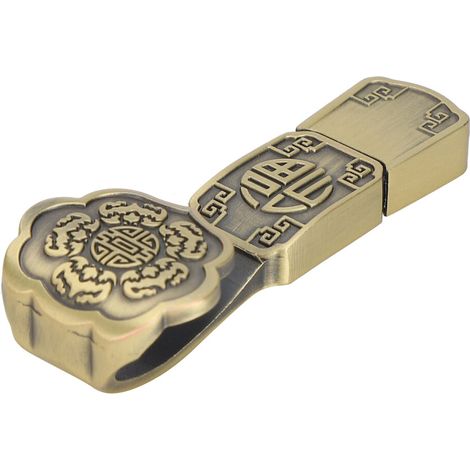 Custodia protettiva in lega di zinco per chiavetta USB, design retrò a forma di moneta, leggera, portatile, resistente all'usura, dal design unico, compatibile con i sistemi Windows. (1/2)
