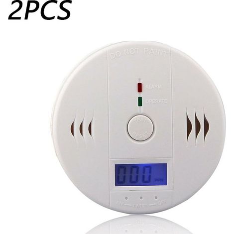 2PCS Kohlenmonoxid-Detektor mit LED-Anzeige/elektronischem Sensor, Kohlenmonoxid-Alarmmelder, (rund) (1/4)