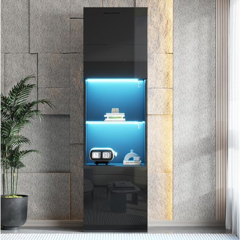 MEUBLIV Vetrina 45x35x160 cm nera con LED e vetro temperato, 1 collo (1/5)
