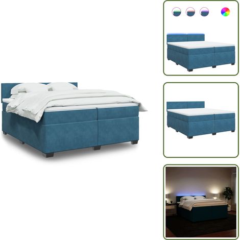 Boxspringbett mit Matratze Blau 200x200 cm Samt - Boxspringbett - Doppelbett - Samtbett - Blau - Bettenrahmen