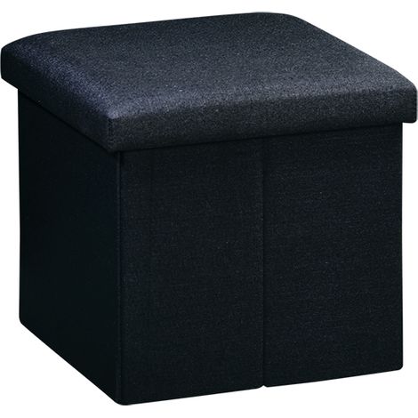 Sitzhocker mit Stauraum, Leinenimitat, 38 x 38 cm