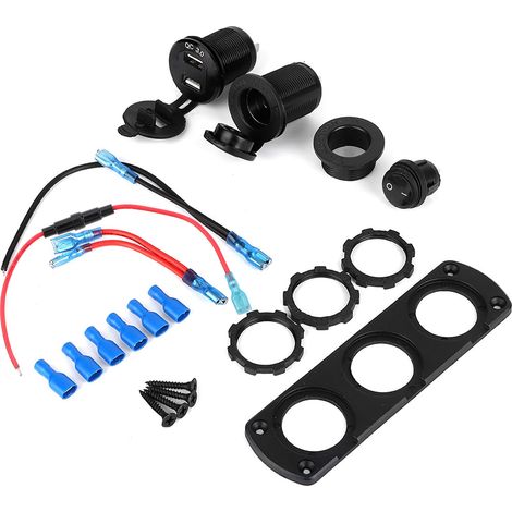 Doppel-USB-Ladegerät mit separatem Schalter und blauer LED – 12-V-Zigarettenanzünderstecker (1/5)
